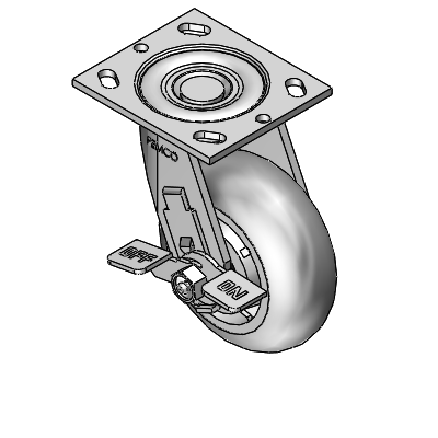 5"x2" Thermo-Rubber (Donut) Roller Bearing Side-Lock Caster with 4"x4.5" Plate