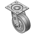 5"x2" Thermo-Rubber (Flat) Precision Ball Bearing Caster with 4"x4.5" Plate