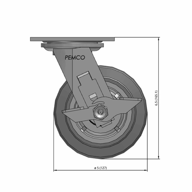 5"x2" TPR Wheel Side Locking Swivel Caster