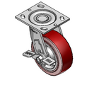 5"x2" Thermo-Urethane Precision Ball Bearing Side-Lock Caster with 4"x4.5" Plate