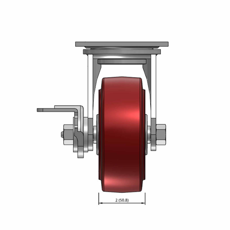 5"x2" TPU Maroon Wheel Side CAM Locking Swivel Caster