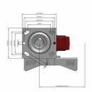 5"x2" TPU Maroon Wheel Side CAM Locking Swivel Caster