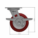 5"x2" TPU Maroon Wheel Side CAM Locking Swivel Caster