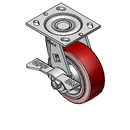 5"x2" Thermo-Urethane Roller Bearing CAM-Brake Caster with 4"x4.5" Plate