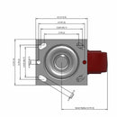 5"x2" TPU Maroon Wheel Swivel Caster