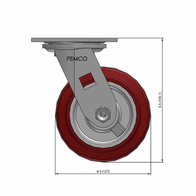 5"x2" TPU Maroon Wheel Swivel Caster