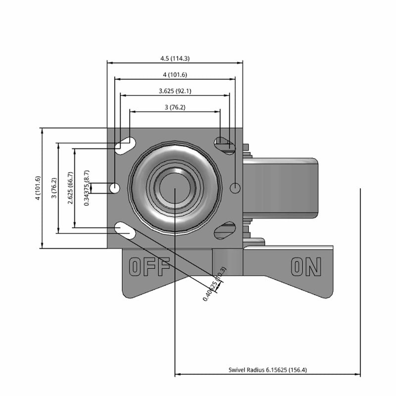 6"x2" Cast Iron Wheel Side CAM Locking Swivel Caster