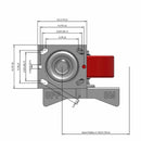 6"x2" Polyurethane-on-Iron Wheel Side CAM Locking Swivel Caster