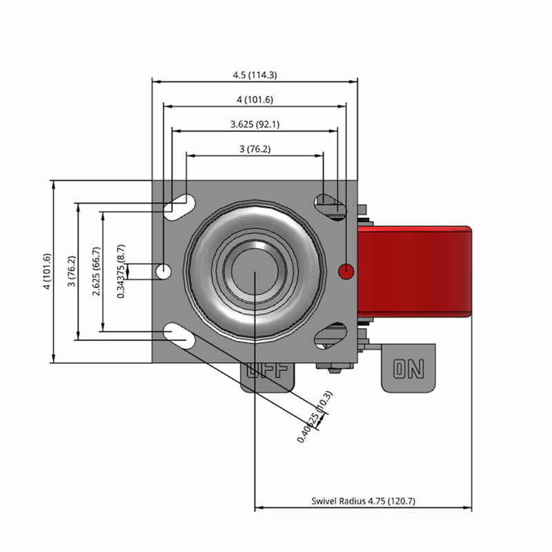 6"x2" Polyurethane-on-Iron Wheel Side Locking Swivel Caster