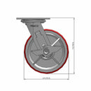 6"x2" Polyurethane-on-Iron Wheel Side Locking Swivel Caster