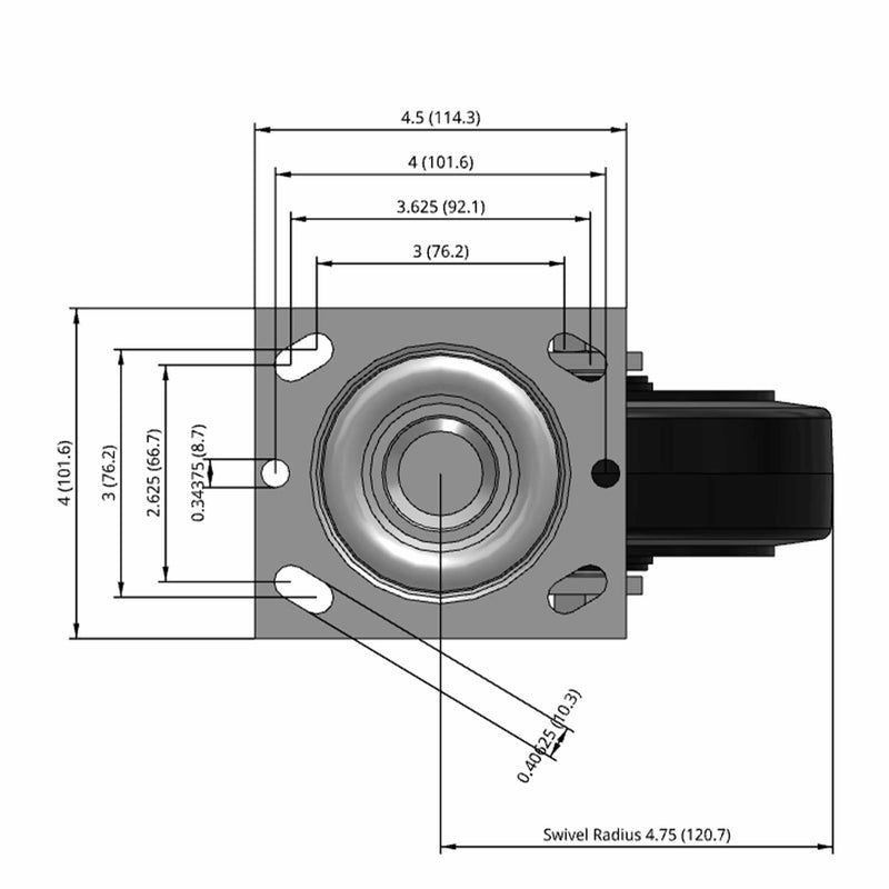 6"x2" Rubber-on-Iron Wheel Swivel Caster