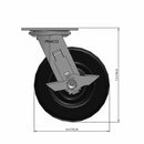 6"x2" Phenolic Wheel Side Locking Swivel Caster