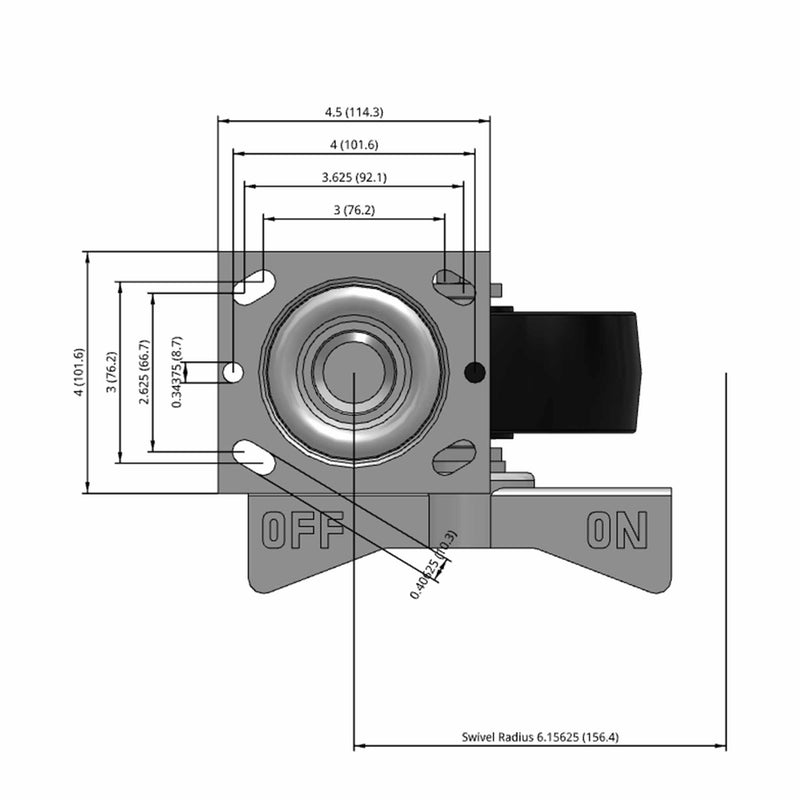 6"x2" Polypropylene Wheel Side CAM Locking Swivel Caster