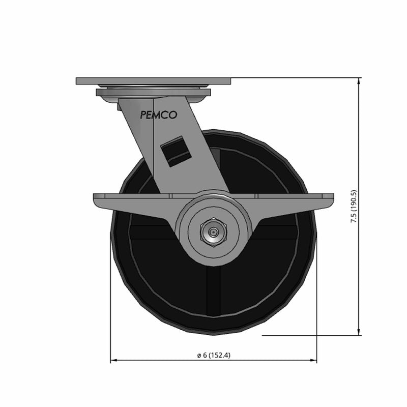 6"x2" Polypropylene Wheel Side CAM Locking Swivel Caster