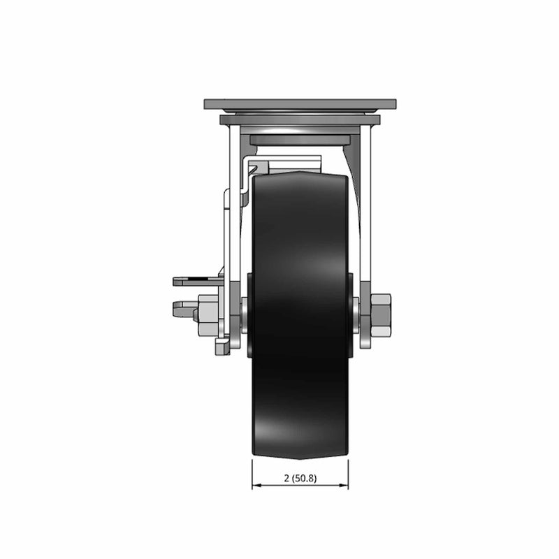 6"x2" Polypropylene Wheel Side Locking Swivel Caster