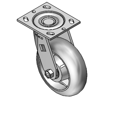 6"x2" Thermo-Rubber (Donut) Roller Bearing Caster with 4"x4.5" Plate