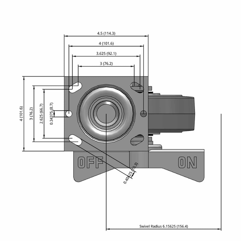 6"x2" TPR Wheel Side CAM Locking Swivel Caster