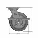 6"x2" TPR Wheel Side CAM Locking Swivel Caster