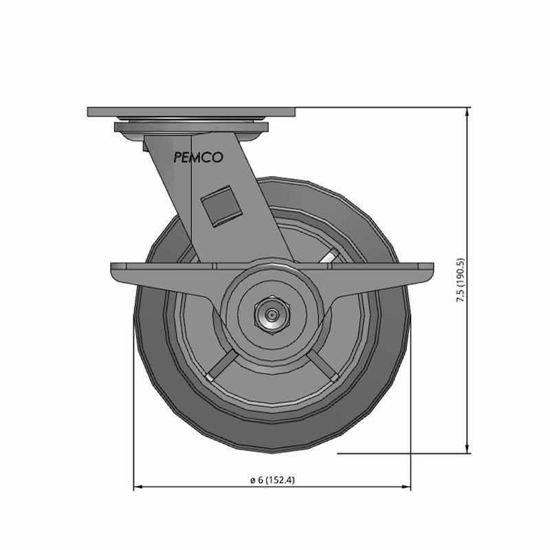 6"x2" TPR Wheel Side CAM Locking Swivel Caster