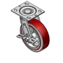 6"x2" Thermo-Urethane Precision Ball Bearing Side-Lock Caster with 4"x4.5" Plate