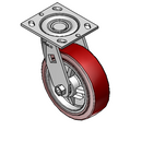 6"x2" Thermo-Urethane Precision Ball Bearing Caster with 4"x4.5" Plate
