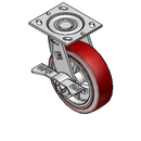 6"x2" Thermo-Urethane Roller Bearing CAM-Brake Caster with 4"x4.5" Plate