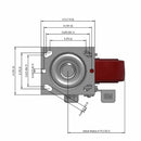 6"x2" TPU Maroon Wheel Side Locking Swivel Caster