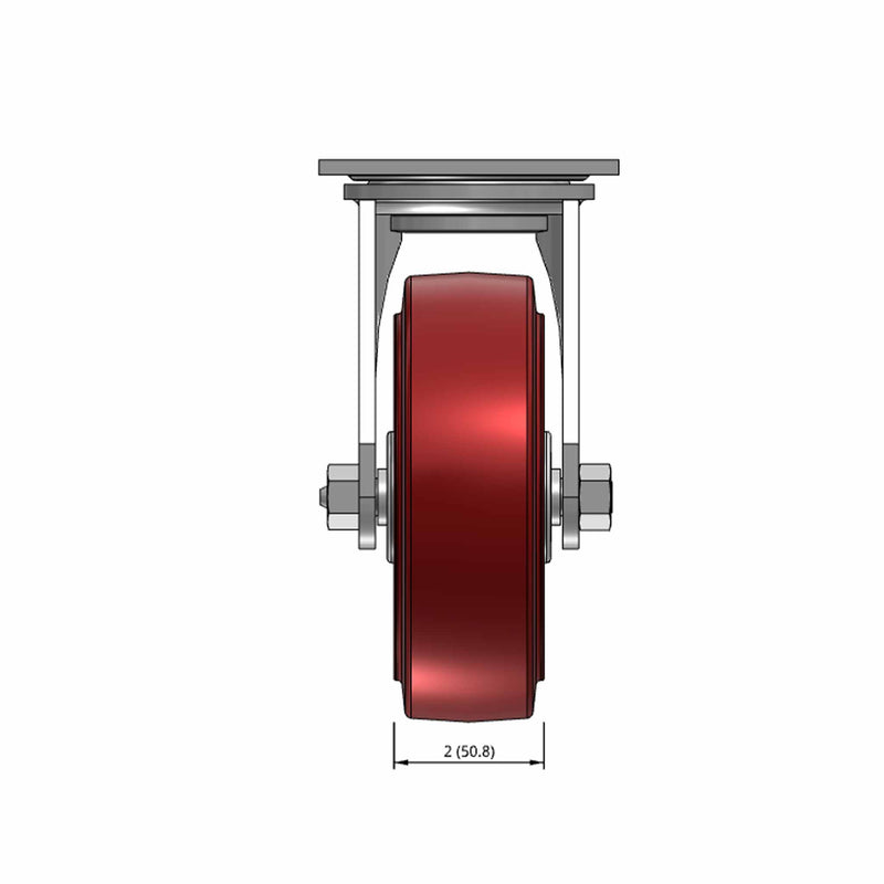 6"x2" TPU Maroon Wheel Swivel Caster