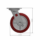 6"x2" TPU Maroon Wheel Swivel Caster