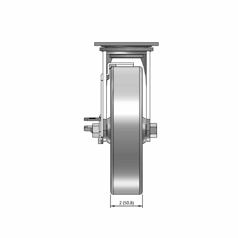 8"x2" Cast Iron Wheel Side Locking Swivel Caster