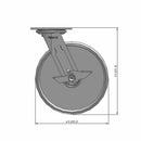 8"x2" Cast Iron Wheel Side Locking Swivel Caster