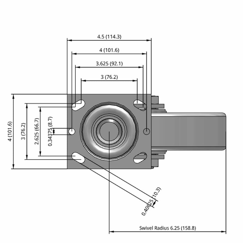 8"x2" Cast Iron Wheel Swivel Caster