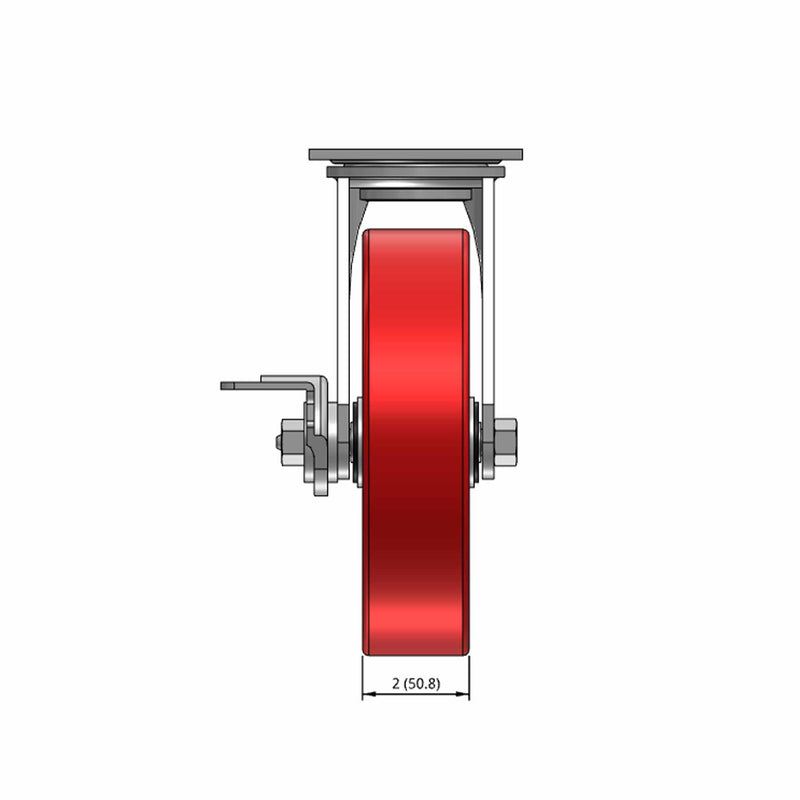 8"x2" Polyurethane-on-Iron Wheel Side CAM Locking Swivel Caster