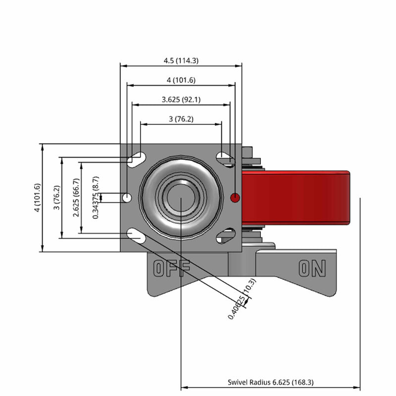 8"x2" Polyurethane-on-Iron Wheel Side CAM Locking Swivel Caster