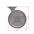 8"x2" Polyurethane-on-Iron Wheel Side CAM Locking Swivel Caster