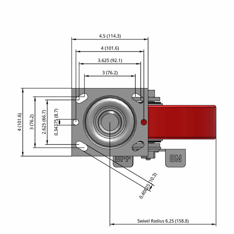 8"x2" Polyurethane-on-Iron Wheel Side Locking Swivel Caster