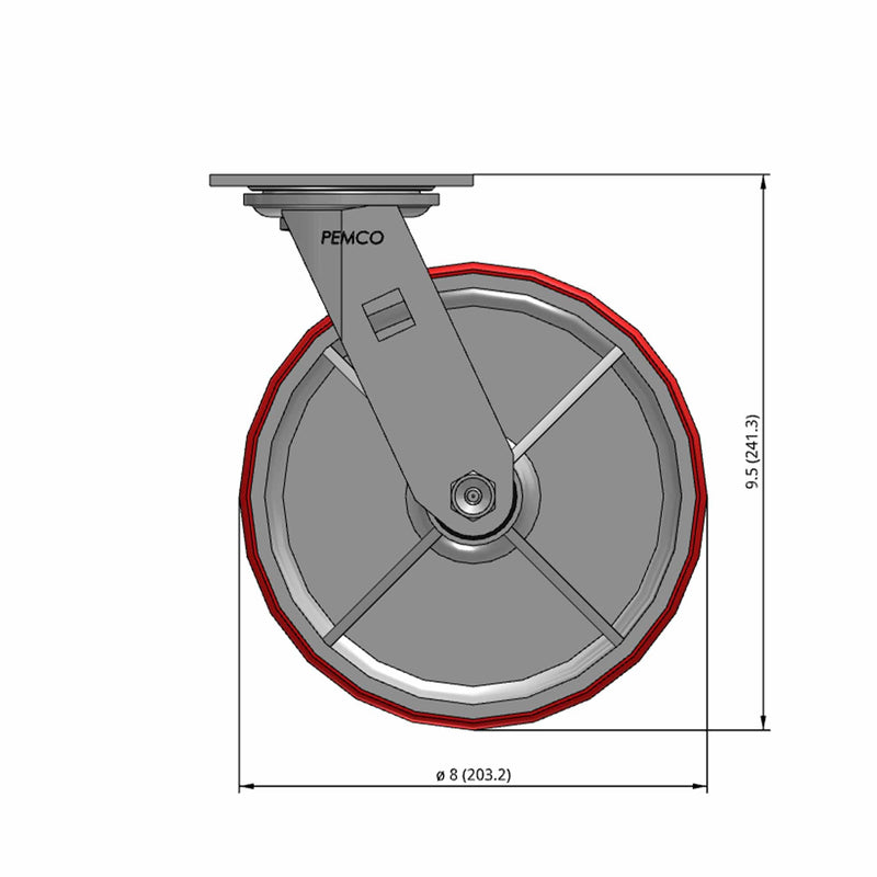 8"x2" Polyurethane-on-Iron Wheel Swivel Caster