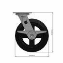 8"x2" Rubber-on-Iron Wheel Side CAM Locking Swivel Caster