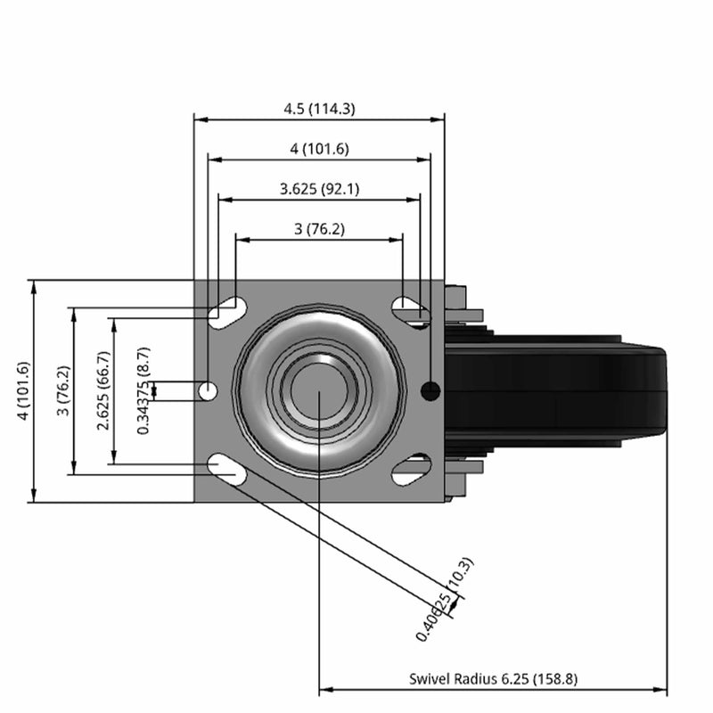 8"x2" Rubber-on-Iron Wheel Swivel Caster