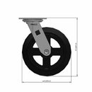 8"x2" Rubber-on-Iron Wheel Swivel Caster