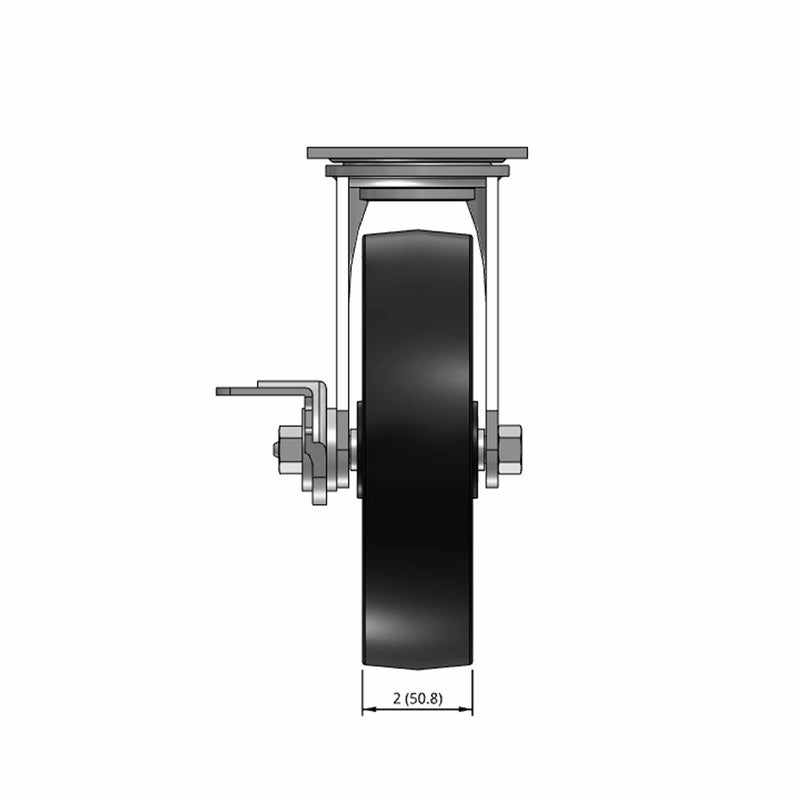 8"x2" Polypropylene Wheel Side CAM Locking Swivel Caster