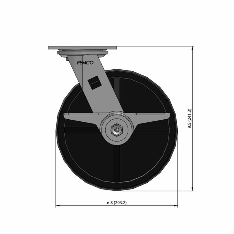 8"x2" Polypropylene Wheel Side CAM Locking Swivel Caster
