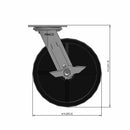 8"x2" Polypropylene Wheel Side Locking Swivel Caster