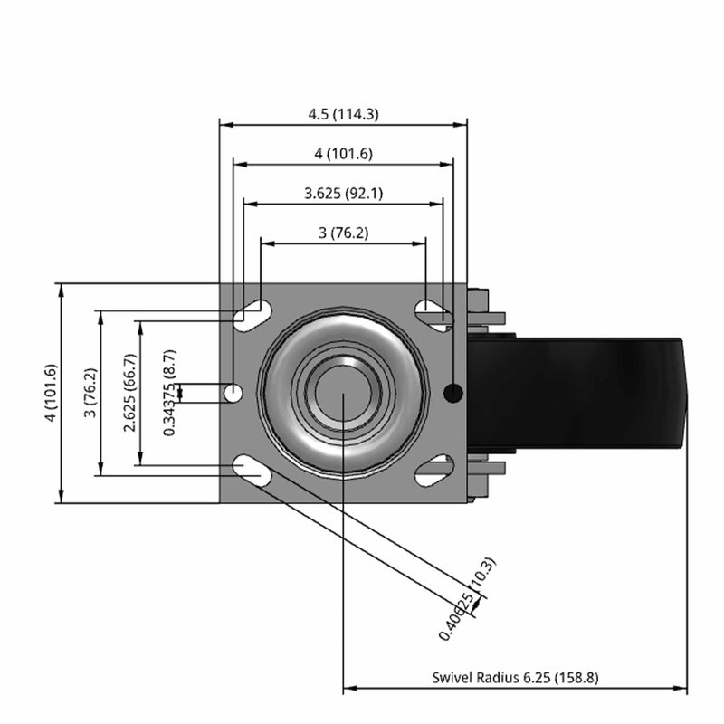 8"x2" Polypropylene Wheel Swivel Caster