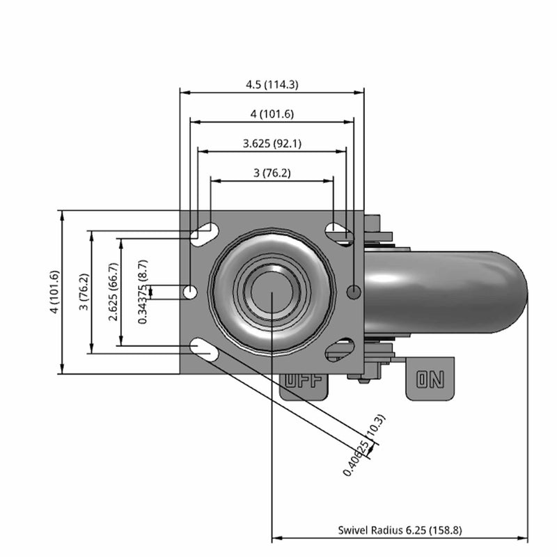 8"x2" TPR Donut Wheel Side Locking Swivel Caster