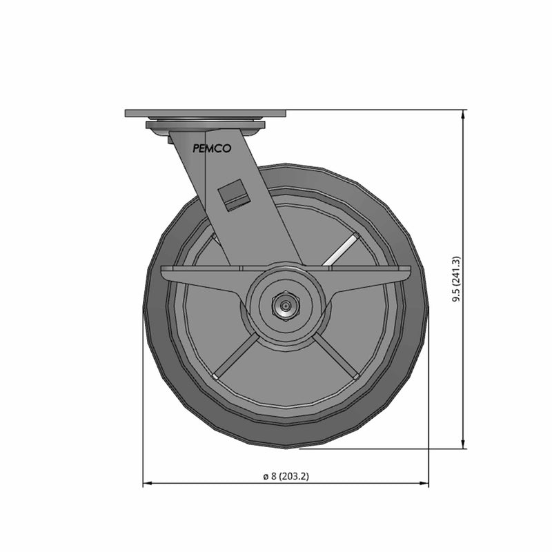 8"x2" TPR Wheel Side CAM Locking Swivel Caster