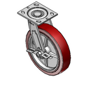 8"x2" Thermo-Urethane Precision Ball Bearing Side-Lock Caster with 4"x4.5" Plate