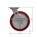 8"x2" TPU Maroon Wheel Side CAM Locking Swivel Caster