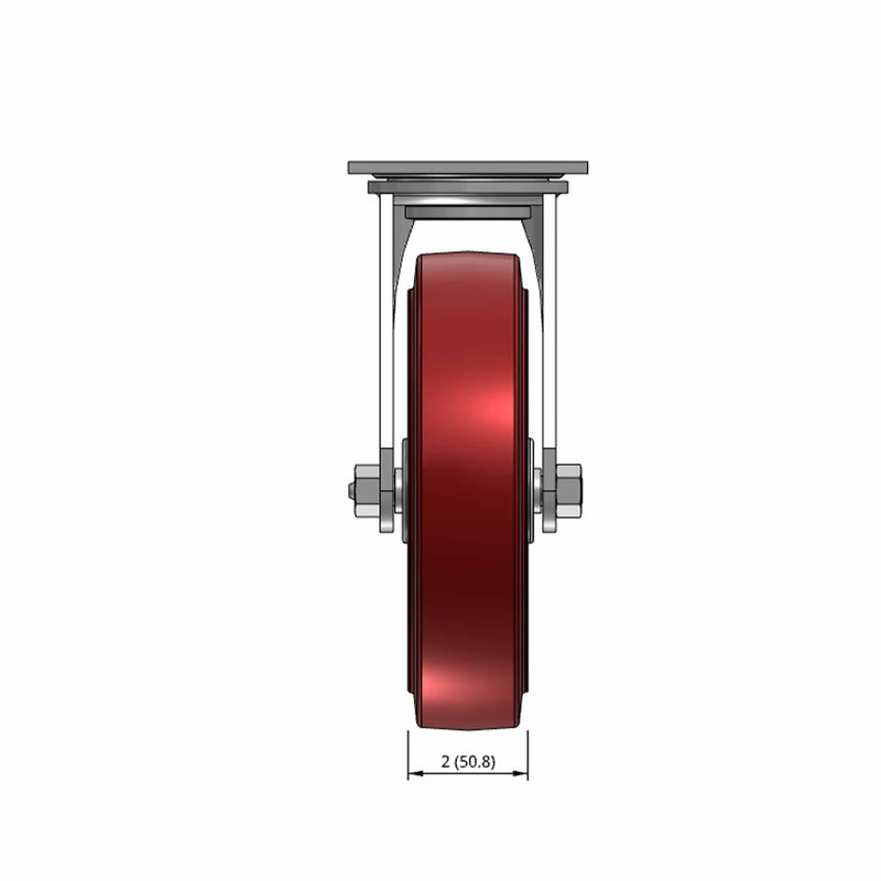 8"x2" TPU Maroon Wheel Swivel Caster