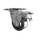4"x2" Polypropylene HD Delrin Bearing Caster with Total Lock and 4"x4.5" Plate